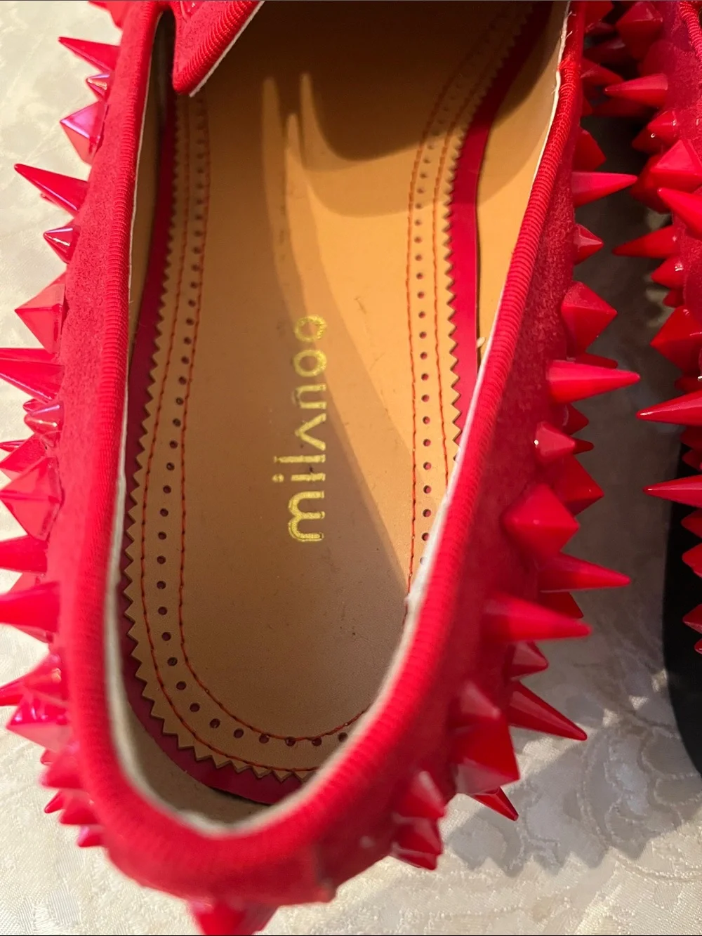 Milanoo Red Spiked Slip-On Loafers New Size 40 Loafer Style
